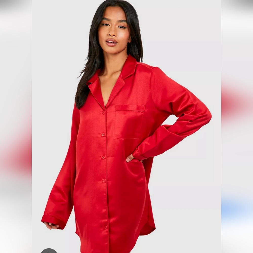 Vintage Victoria's Secret Red Silky Pajama dress M